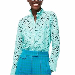 NWT J. Crew Long Sleeve Embroidered Eyelet Top 2